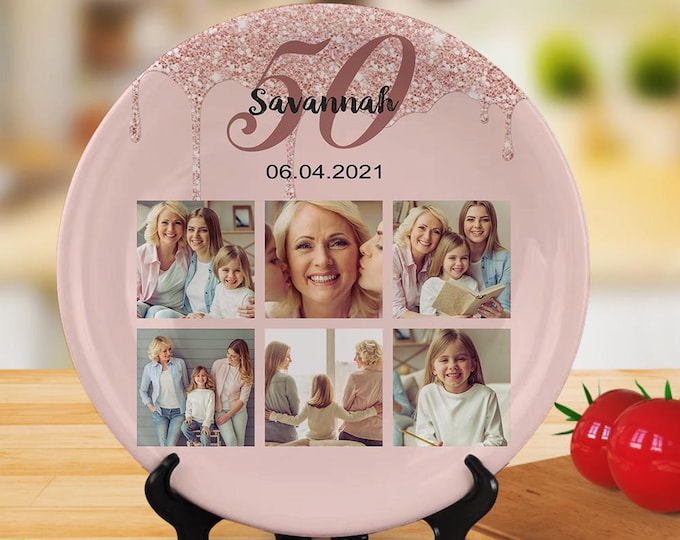 Mother's Day Plates Personalized Ceramic Dinnerware - Custom Birthday Gift Plate for Mom, Handmade & Unique Keepsake
