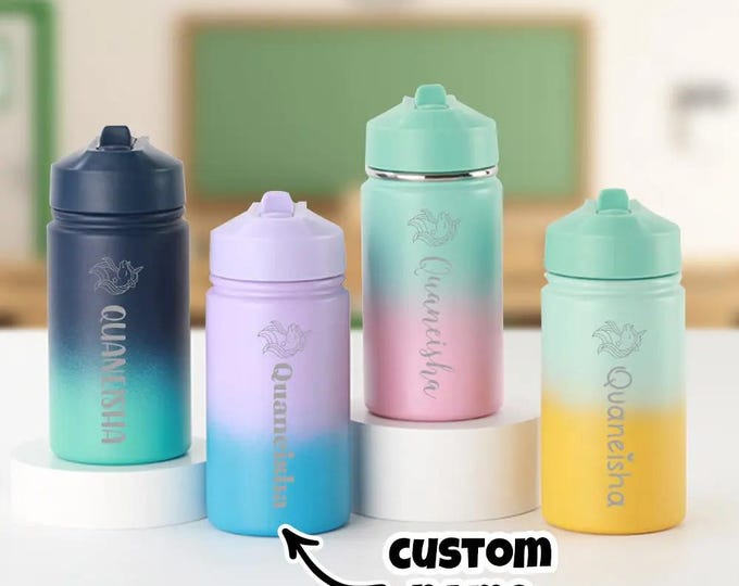 12OZ Water Bottles Personalized Name Tumbler Custom First Day at School Gifts for Boys & Girls Durable Kids Drinkware