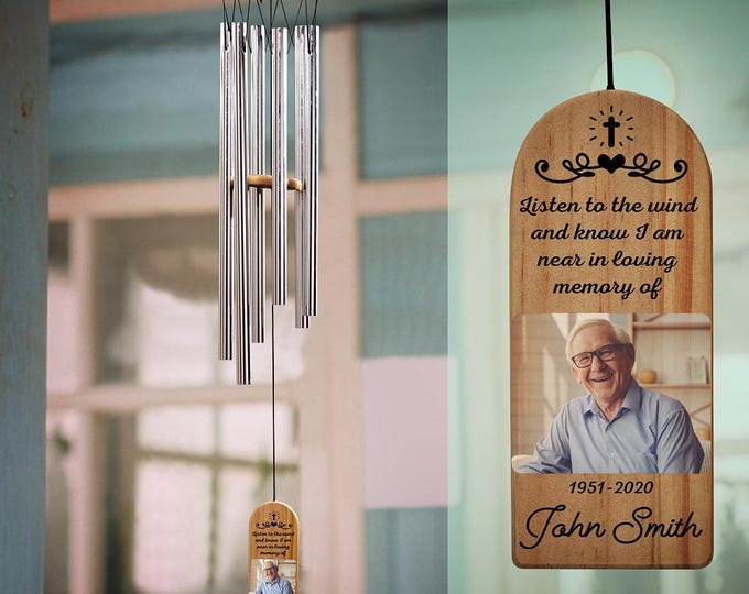 Memorial Wind Chimes Personalized Tribute Custom Engraved Sympathy Gift for Loved Ones Garden Decor