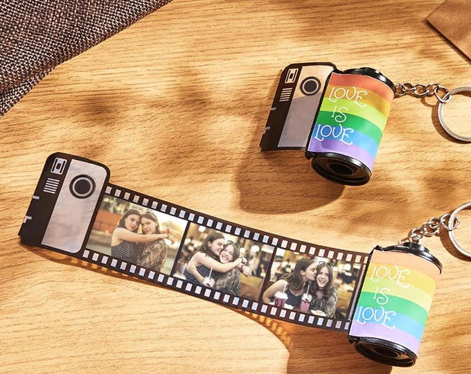 Rainbow Film Roll Keychain Personalized Multiphoto Custom Gift for LGBT Pride Accessories Unique Keepsake