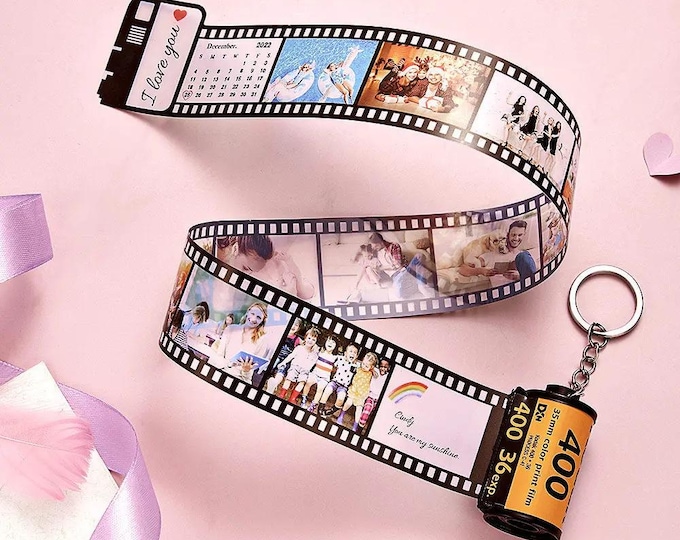 Camera Roll Keychain Personalized Photo Keychain Custom Date & Text Unique Gift for Couples Friends Memory Keepsake
