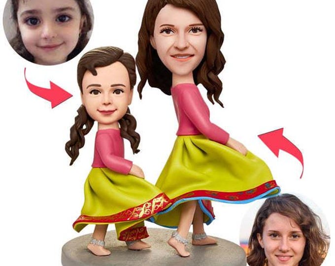 Mom Girl Bobblehead Custom Dance Figurine with Engraved Text Personalized Gift for Mom & Daughter Keepsake Decor Mothers Day Gift
