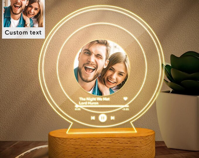 Custom Night Light - Personalized Gifts With Pictures, Custom Song Plaque, Romantic Home Decor for Couples, Unique Gift Idea