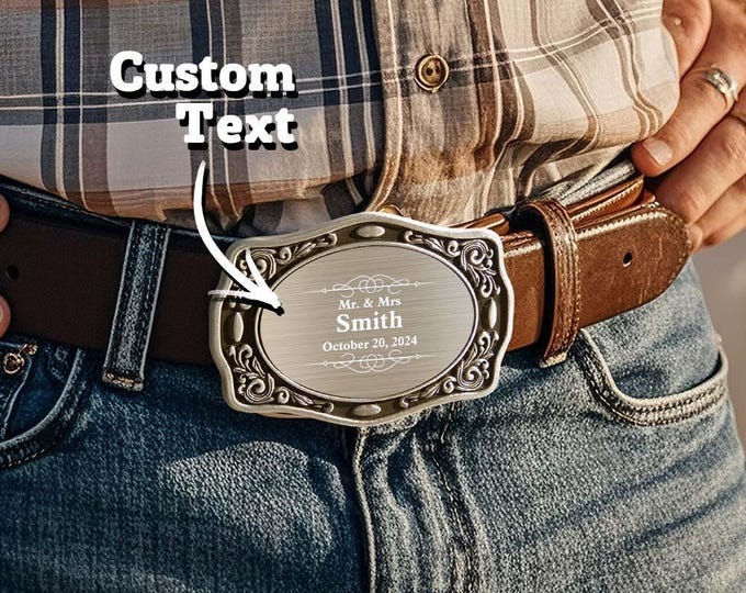 Custom Belt Buckle - Personalized Western Cowboy Name Buckle for Men, Unique Wedding Gift for Groom, Customizable & Stylish