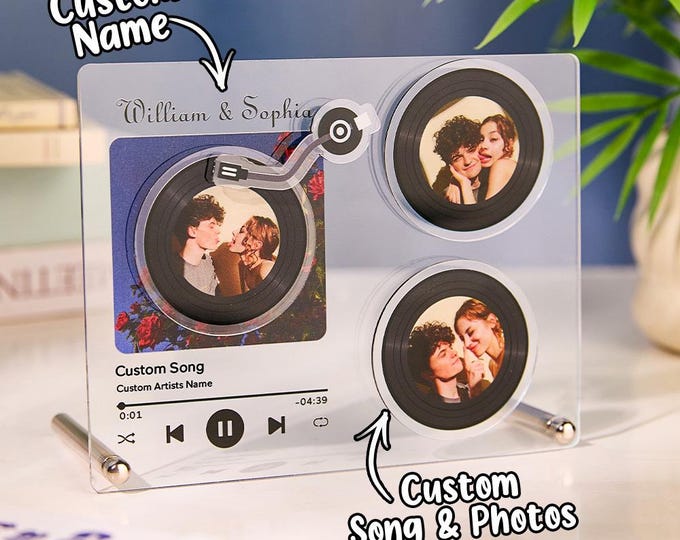 Photo Vinyl Record Personalized with NFC Music, Rotatable Keepsake Gift for Couples, Tap to Play Your Story, Custom Photo Memory Gift
