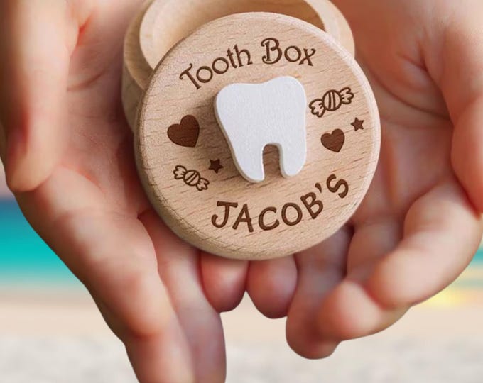 Tooth Fairy Box - Custom Engraved Wooden Keepsake Gift, Birthday & Christmas Present for Baby, Unique Memory Box