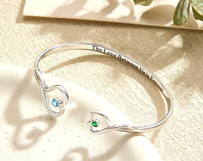 Double Birthstone Bracelet for Mother & Daughter, Romantic Couple Gift, Personalized Jewelry, Family Birthday Present, Handmade Keepsake