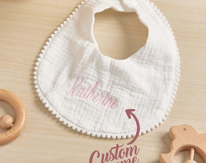 Personalized Baby Bib - Embroidered Name Gift for Baby, Cute and Unique Newborn Accessory, Perfect for Showers & Birthdays