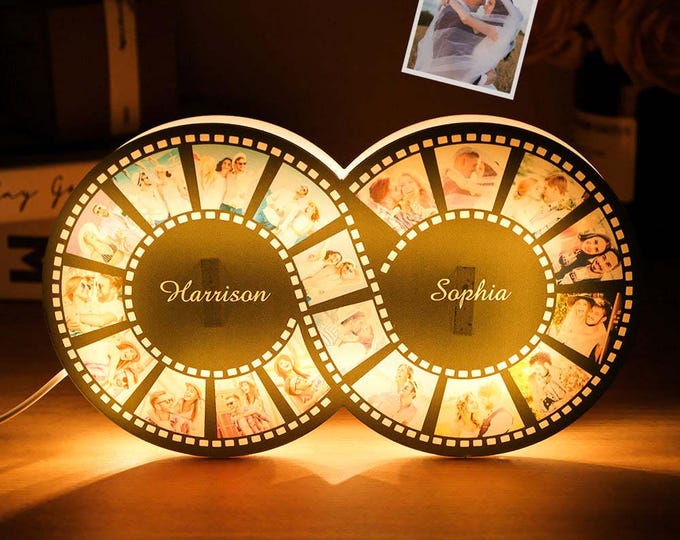 Infinity Film Lamp Personalized Photo Night Light Vintage Movie Reel Light Gifts for Him Unique Film Picture Lamp