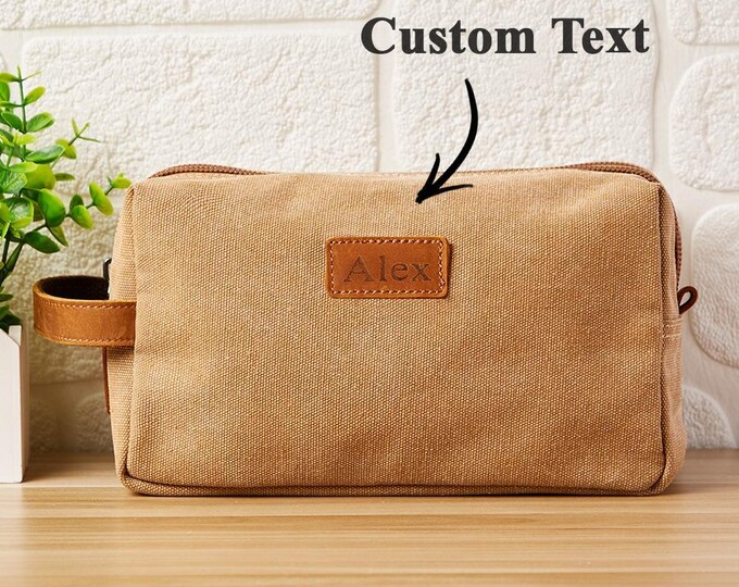 Toiletry Bag Personalized Leather Travel Case - Perfect Wedding Gift for Him & Her, Durable Dopp Kit with Initials
