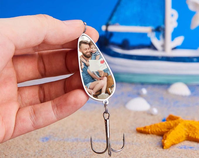 Photo Fishing Hook Custom Lure with Personalized Photo – Unique Father's Day Gift for Dad, Fishing Lovers Keepsake