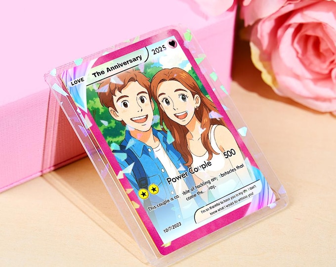 Couples Poke Card Custom Gift for Couples Valentine’s Day Unique Personalized Poke Present with Cute Cartoon Design