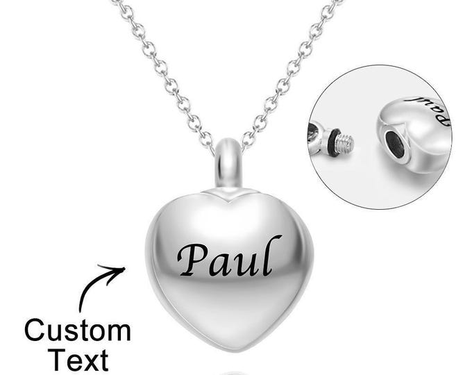 Heart Urn Pendant Custom Engraved Mini Heart Urn Necklace Memorial Ashes Keepsake Jewelry Gift