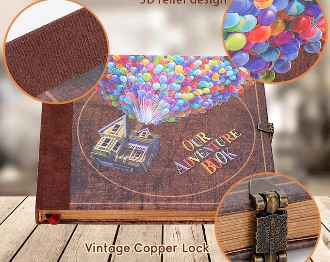 Balloon Adventure Book Handmade DIY Scrapbook for Family Travel Memories, Retro Keepsake & Unique Gift for Loved Ones