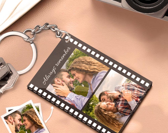 Acrylic Keychain Custom Film Strip Photo Personalized Text Gift Memory Keepsake Unique Present