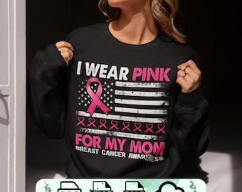 Breast Cancer Awareness PNG: Pink Ribbon American Flag (Digital Download)