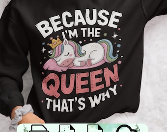 Cita divertida de la Reina Unicornio PNG SVG PDF: Diseño de la Reina