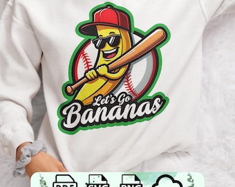 Funny Banana Baseball PNG SVG: Sports Team Mascot (Digital Download)