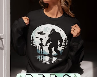 Funny Bigfoot Alien Encounter: PNG SVG PDF Clipart (Digital Download)