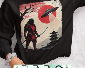 Samurai Bigfoot PNG: Japanese Alien UFO Art (Digital Download)