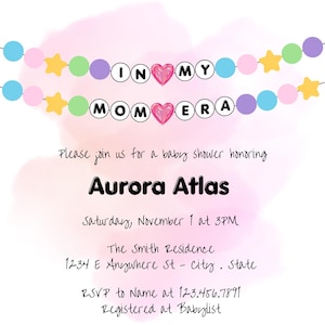 Swiftie Baby Shower Invitation: In My Mom Era, Editable Canva Template (Digital Download