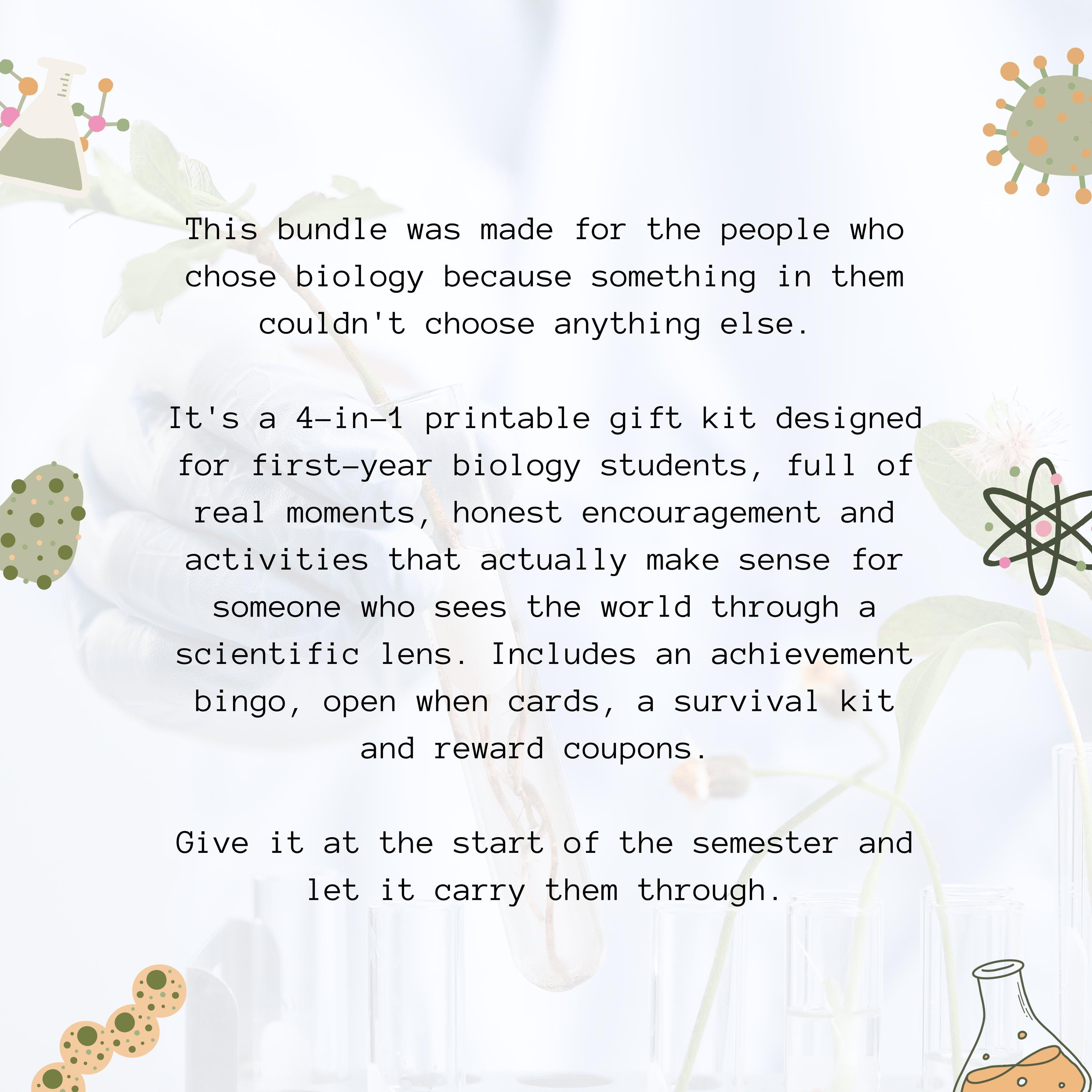 Future Biologist Survival Kit, Printable College Bundle, Science Care ...