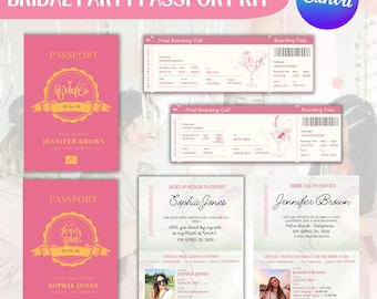 Kit de pasaporte para despedida de soltera, invitación para abordar (descarga digital)
