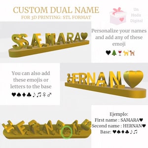 Ilusión de amor con nombre doble 3D STL: nombre personalizado