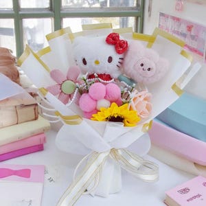 Plush Flower Bouquet, Pastel Plush, Graduation Gift, Toddler Gift, Birthday Gift, Anniversary Gift, Unique Gift For Her, Plush Anime Bouquet