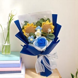 かぎ針編みの花束、ぬいぐるみの花束、卒業祝い、幼児へのプレゼント、おばあちゃんへのプレゼント、誕生日プレゼント、記念日のプレゼント、カラフルな花束