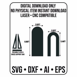 Suporte moderno em arco para fundo fotográfico com pernas dobráveis para corte a laser (Download digital)