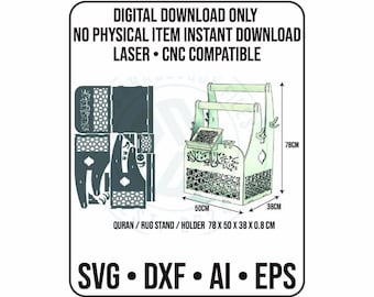 Arquivo de corte a laser CNC do suporte islâmico do Alcorão: Suporte Tasbih e Bakhoor (download digital)