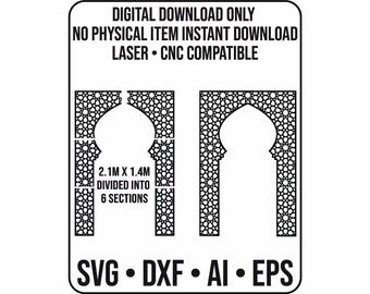 Islamic Arch Wall Panel Laser Cut File – Arabesque Design (Digital Download)