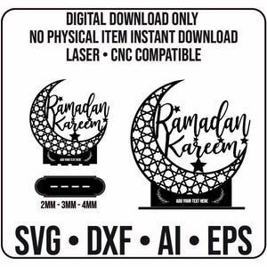 Ramadan Kareem Halbmondzeichen mit islamischem Sternenmuster — Laser geschnitten Regal Dekor — svg dxf ai eps
