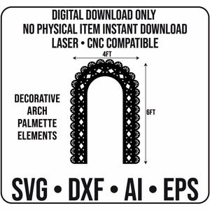 Decorative Arch Backdrop with Palmette Pattern – Laser Cut File (6ft x 4ft) – svg dxf ai eps
