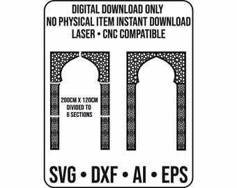 Islamic arch backdrop panel laser cut digital file svg dxf ai eps Digital Download
