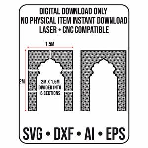 Islamische Mihrab Bogen Wandplatte: Laser Cut CNC Design (Digitaler Download, 2 m x 1,5 m )