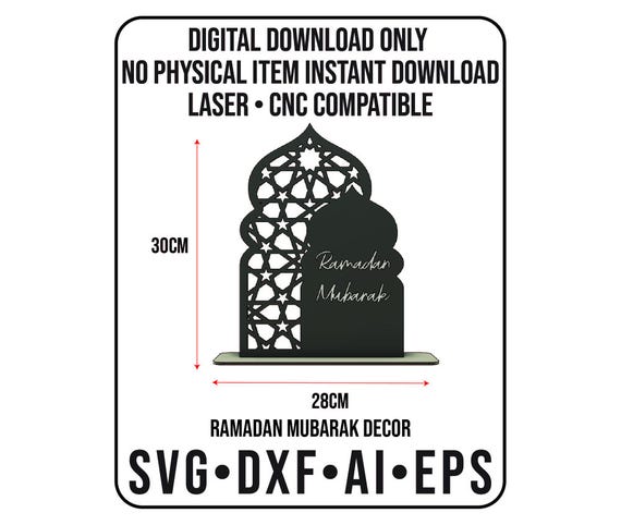 Layered Ramadan Mubarak Table Decor | Laser Cut File (svg, dxf, ai, eps)