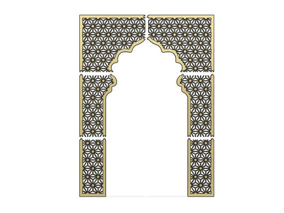 Islamic Mihrab Arch Wall Panel: Laser Cut CNC Design (digital