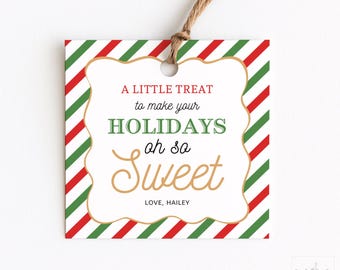 Piccola sorpresa per rendere le feste così dolci, etichette regalo di Natale, etichette quadrate per sacchetti di biscotti, modello Canva modificabile, 2,5x2,5" DOWNLOAD DIGITALE X003