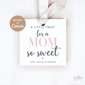Etiquetas de regalo para el Día de la Madre, plantilla editable de Canva, etiquetas minimalistas y modernas para el Día de la Madre, dulces cuadrados de 6,35 x 6,35 cm, descarga digital