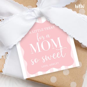 Etiquetas de regalo para el Día de la Madre, plantilla editable de Canva, etiquetas minimalistas y modernas para el Día de la Madre, dulces cuadrados de 6,35 x 6,35 cm, descarga digital