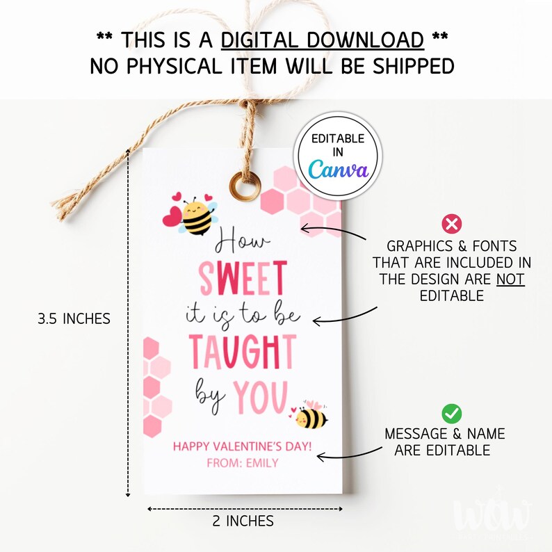 Valentine's Day Gift Tags, Editable Canva Template, Personalized ...