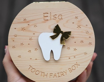 Personalized Wooden Baby Tooth Box, Baby Keepsake Gift, Baby Shower Gift, First Tooth Holder, Custom Gift for New Parents, Gift for birth