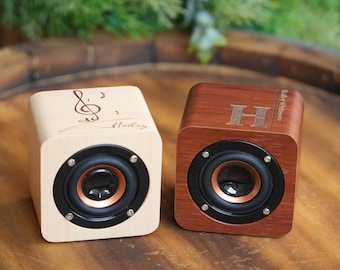 Personalized Bluetooth Speaker: Engraved Bamboo Wood, Portable Gift，Portable Wireless Speaker