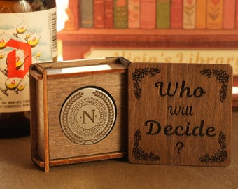 Decision Coin for the Couple Classical challenge, Decision Maker,Birthday Gift,Metal coin with wooden Box,Famtastic Gift,Gift For Family