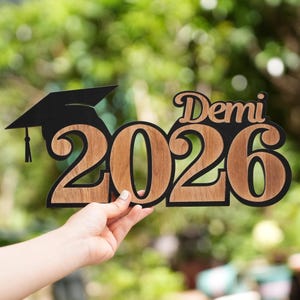 Personalized Graduation Photo Prop: Laser-Cut Plywood Class of 2026 Sign