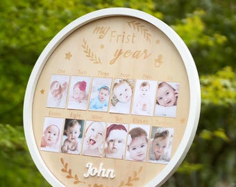Personalized 1st Birthday Photo Frame, Wooden Baby Keepsake, New Parent Gift, Baby Shower Gift, Gift idea for birth, Newborn Memory Keepsake