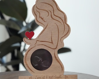 Personalized Ultrasound Photo Frame: Engraved Wooden Baby Announcement Gift，Pregnancy Reveal Gift