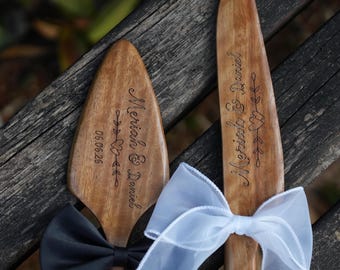 Personalized Wedding Cake Knife and Server Set – Custom Engraved Dessert Set Keepsake, Perfect Wedding or Anniversary Gift for Couples
